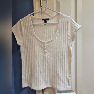 Forever 21 Cream Ribbed Top